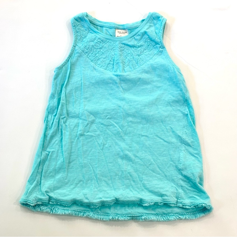 Zara Girls Yoke Tank Top - Turquoise Blue